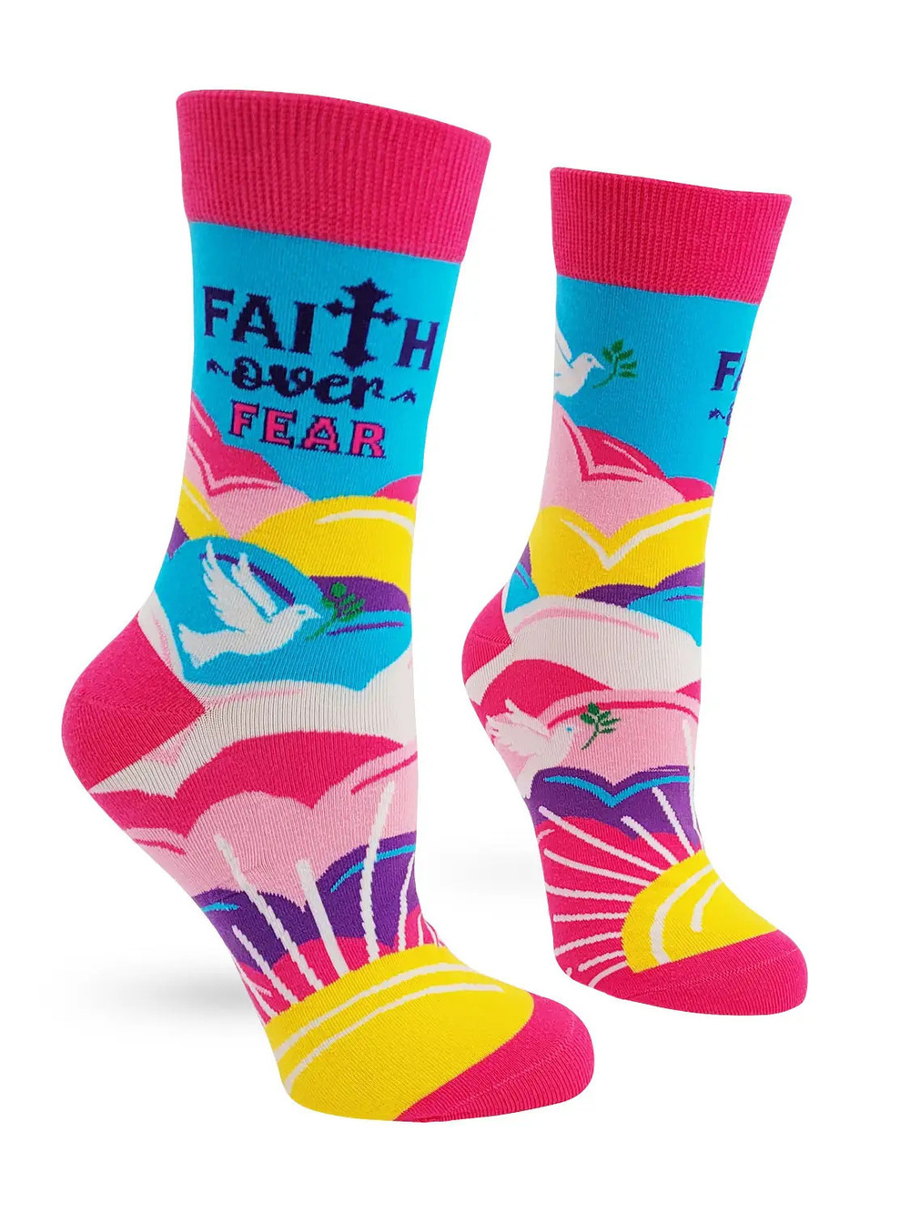 FD1 | Fabdaz Women's Novelty Crew Socks | Faith Over Fear  | Size 5-10